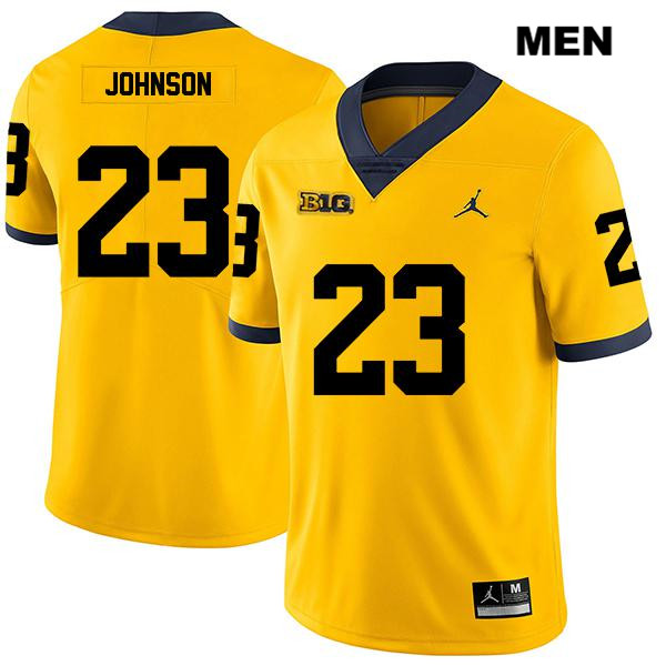 Men's NCAA Michigan Wolverines Quinten Johnson #23 Yellow Jordan Brand Authentic Stitched Legend Football College Jersey GL25F31VW